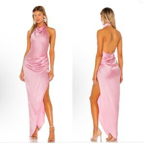 Amanda Uprichard Samba Gown 100% SILK Flamingo Pink Revolve Sz XL $321 NWOT